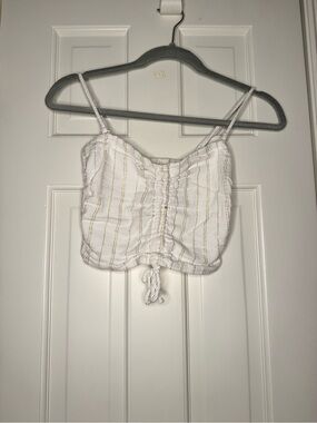 Aerie Women’s White Ruched Tie-Front Top